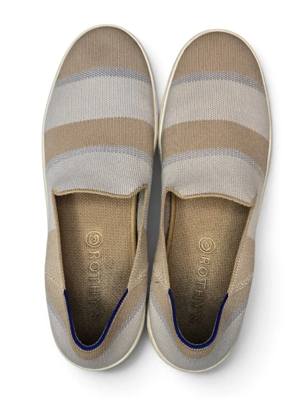 Rothy's The Birch Stripe Slip On Loafer Womens Neutral Canvas Retired Style 13